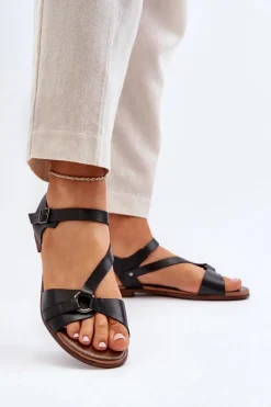 Sandały Płaskie><noscript><img width=