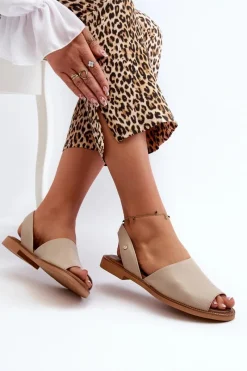 Hot Zazoo 40327 Skórzane Wsuwane Sandały Beżowe Beżowy