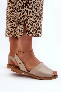 Hot Zazoo 40327 Skórzane Wsuwane Sandały Beżowe Beżowy