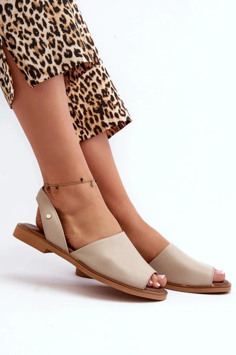 Hot Zazoo 40327 Skórzane Wsuwane Sandały Beżowe Beżowy