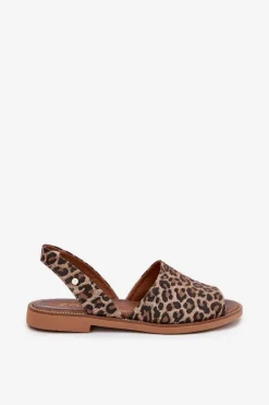 Zazoo 40327 Skórzane Wsuwane Sandały Panterka Brązowy