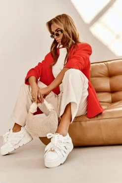 Sneakersy Damskie>Zazoo 2F-7033 Sneakersy Na Masywnej Platformie Białe