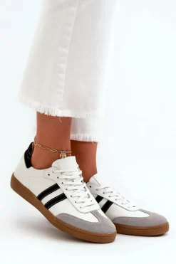 Sneakersy Damskie>Zazoo N1068 Skórzane Niskie Sneakersy Damskie Białe Biały