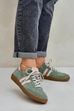 Best N1068 Zamszowe Niskie Sneakersy Damskie Zielone Damskie Sneakersy Damskie