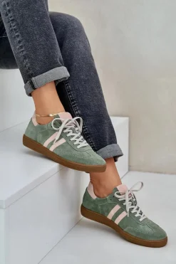 Best N1068 Zamszowe Niskie Sneakersy Damskie Zielone Damskie Sneakersy Damskie