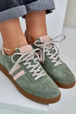 Best N1068 Zamszowe Niskie Sneakersy Damskie Zielone Damskie Sneakersy Damskie