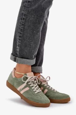 Best N1068 Zamszowe Niskie Sneakersy Damskie Zielone Damskie Sneakersy Damskie