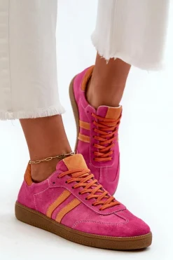 Sneakersy Damskie>Zazoo N1068 Zamszowe Niskie Sneakersy Damskie Fuksja Różowy