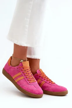 Sneakersy Damskie>Zazoo N1068 Zamszowe Niskie Sneakersy Damskie Fuksja Różowy