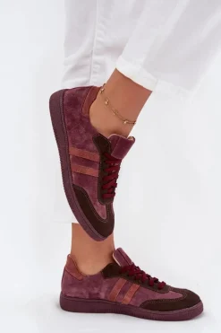 Best N1068 Zamszowe Niskie Sneakersy Damskie Bordowe Damskie Sneakersy Damskie