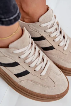 Buty Sportowe Na Platformie></noscript>Zazoo N1176 Zamszowe Sneakersy Na Platformie Beżowe Beżowy