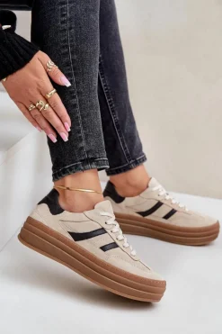 Buty Sportowe Na Platformie></noscript>Zazoo N1176 Zamszowe Sneakersy Na Platformie Beżowe Beżowy