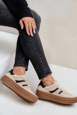 Buty Sportowe Na Platformie></noscript>Zazoo N1176 Zamszowe Sneakersy Na Platformie Beżowe Beżowy