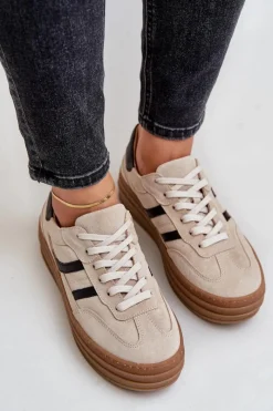 Buty Sportowe Na Platformie></noscript>Zazoo N1176 Zamszowe Sneakersy Na Platformie Beżowe Beżowy