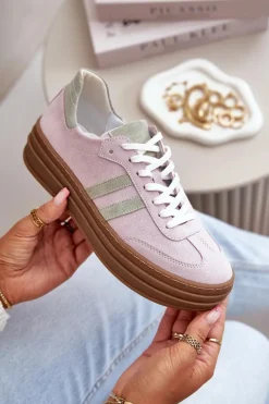 Buty Sportowe Na Platformie></noscript>Zazoo N1068S4 Damskie Zamszowe Sneakersy Na Platformie Fioletowe Fioletowy