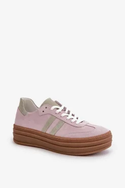Buty Sportowe Na Platformie></noscript>Zazoo N1068S4 Damskie Zamszowe Sneakersy Na Platformie Fioletowe Fioletowy