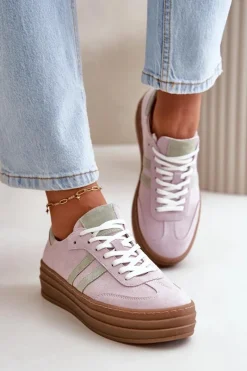Buty Sportowe Na Platformie></noscript>Zazoo N1068S4 Damskie Zamszowe Sneakersy Na Platformie Fioletowe Fioletowy