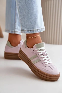 Buty Sportowe Na Platformie></noscript>Zazoo N1068S4 Damskie Zamszowe Sneakersy Na Platformie Fioletowe Fioletowy