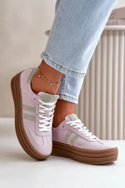 Buty Sportowe Na Platformie></noscript>Zazoo N1068S4 Damskie Zamszowe Sneakersy Na Platformie Fioletowe Fioletowy