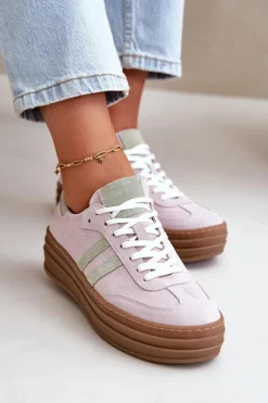 Buty Sportowe Na Platformie></noscript>Zazoo N1068S4 Damskie Zamszowe Sneakersy Na Platformie Fioletowe Fioletowy