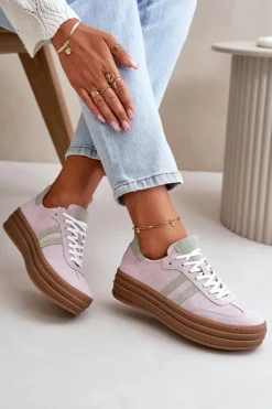 Buty Sportowe Na Platformie></noscript>Zazoo N1068S4 Damskie Zamszowe Sneakersy Na Platformie Fioletowe Fioletowy