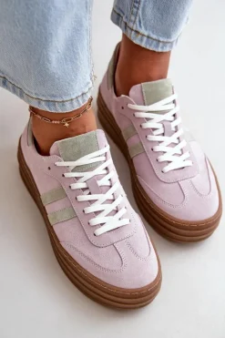 Buty Sportowe Na Platformie></noscript>Zazoo N1068S4 Damskie Zamszowe Sneakersy Na Platformie Fioletowe Fioletowy