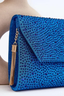 Best Zdobiona Torebka Wizytowa Kopertówka Edela Niebieska Kopertówki