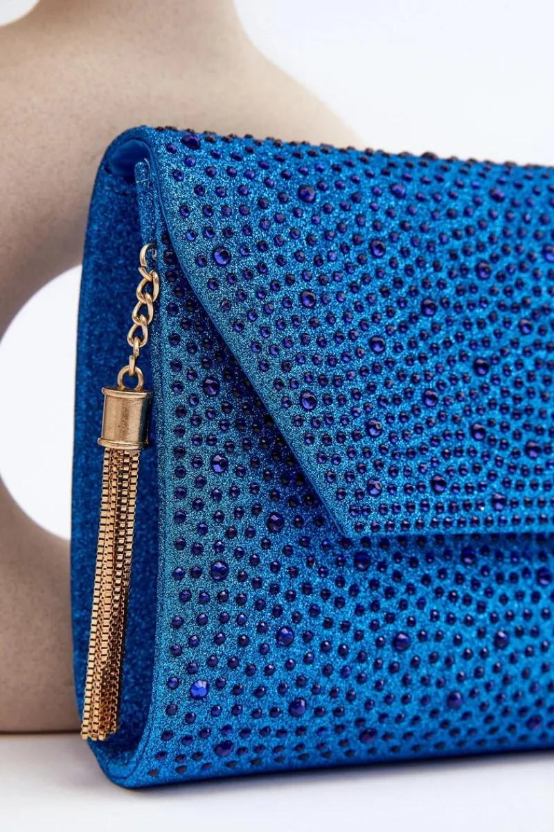 Best Zdobiona Torebka Wizytowa Kopertówka Edela Niebieska Kopertówki