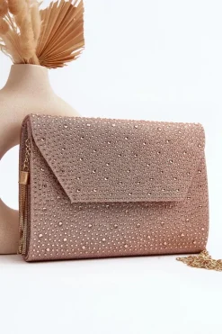 Discount Zdobiona Torebka Wizytowa Kopertówka Edela Różowe Złoto Kopertówki