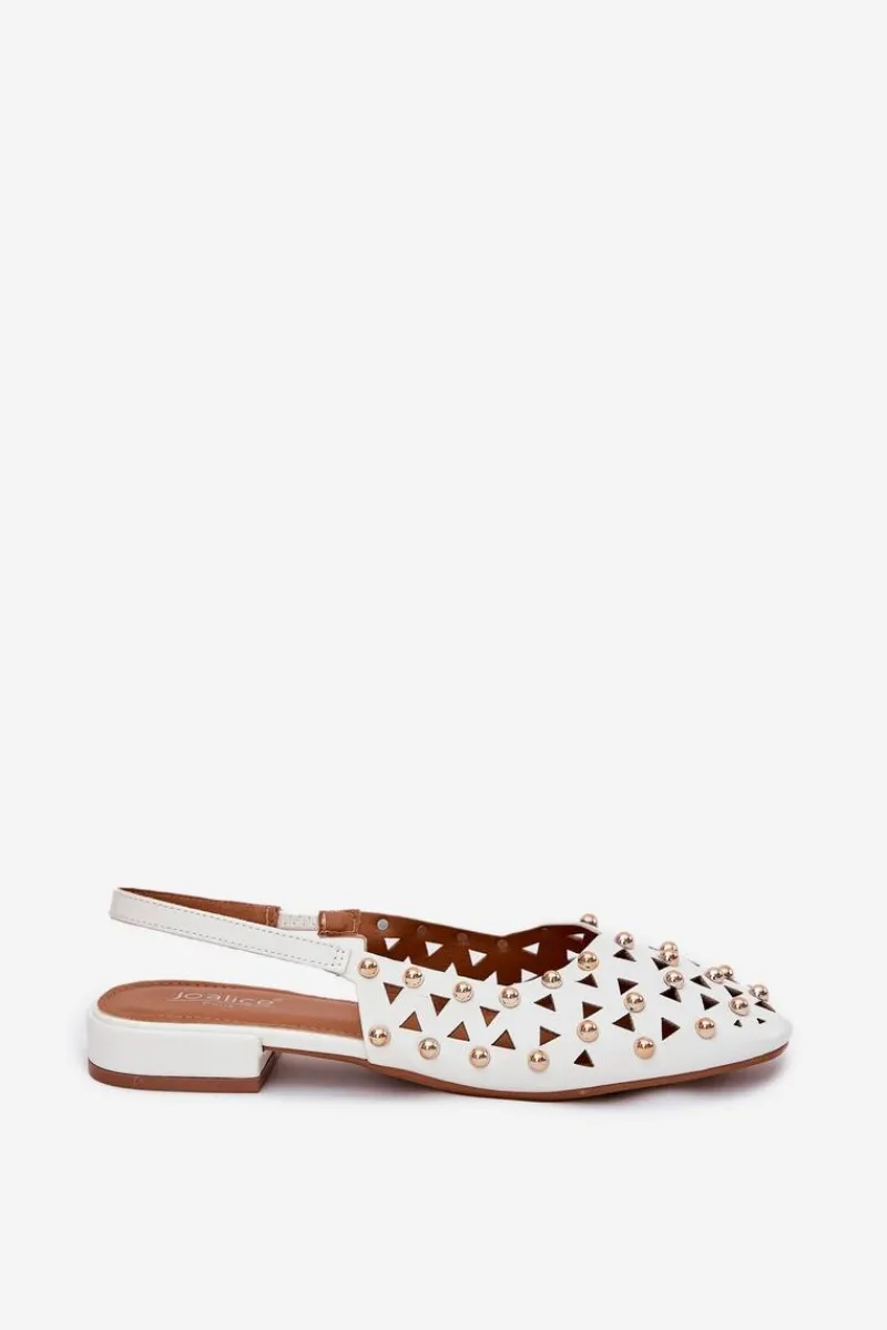 Sandały Płaskie>Boto Zdobione Baleriny Na Płaskim Obcasie Białe Nilarisela Biały