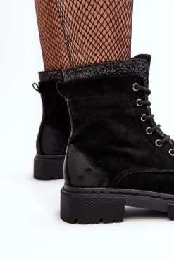 Botki Ocieplane|Damskie Trapery></noscript>Boto Zdobione Botki Workery Damskie Na Suwak Czarne Santelia