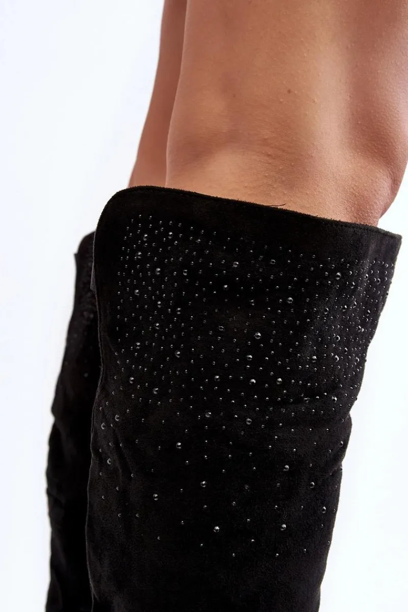 Kozaki Płaskie|Kozaki Przed Kolano>Boto Zdobione Kozaki Damskie Za Kolano Na Płaskim Obcasie Czarne Cintya