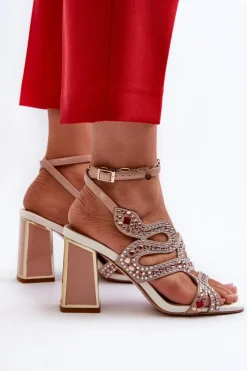 Sandały Na Słupku|Sandały Na Obcasie><noscript><img width=