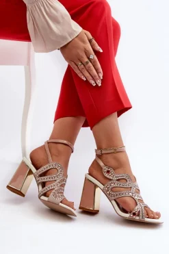 Sandały Na Słupku|Sandały Na Obcasie><noscript><img width=