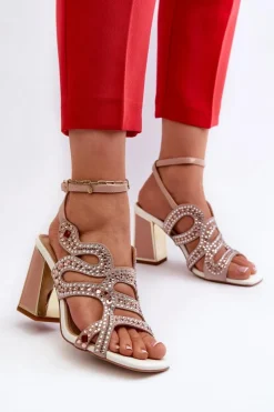 Sandały Na Słupku|Sandały Na Obcasie><noscript><img width=