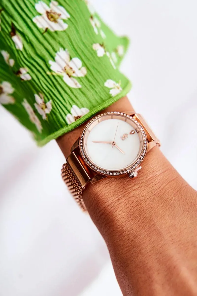 Best GG Luxe Zegarek Damski Różowe Złoto Z Cyrkonią