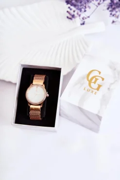 Best GG Luxe Zegarek Damski Różowe Złoto Z Cyrkonią