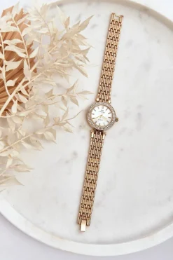 Discount Zegarek Damski Z Cyrkoniami Na Bransolecie Giorgio & Dario GDM3411 Złoty Zegarki