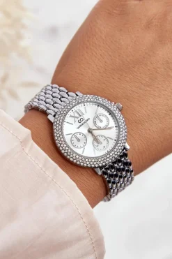 New Zegarek Damski Zdobiony Cyrkoniami Giorgio & Dario GDM3028 Srebrny Zegarki