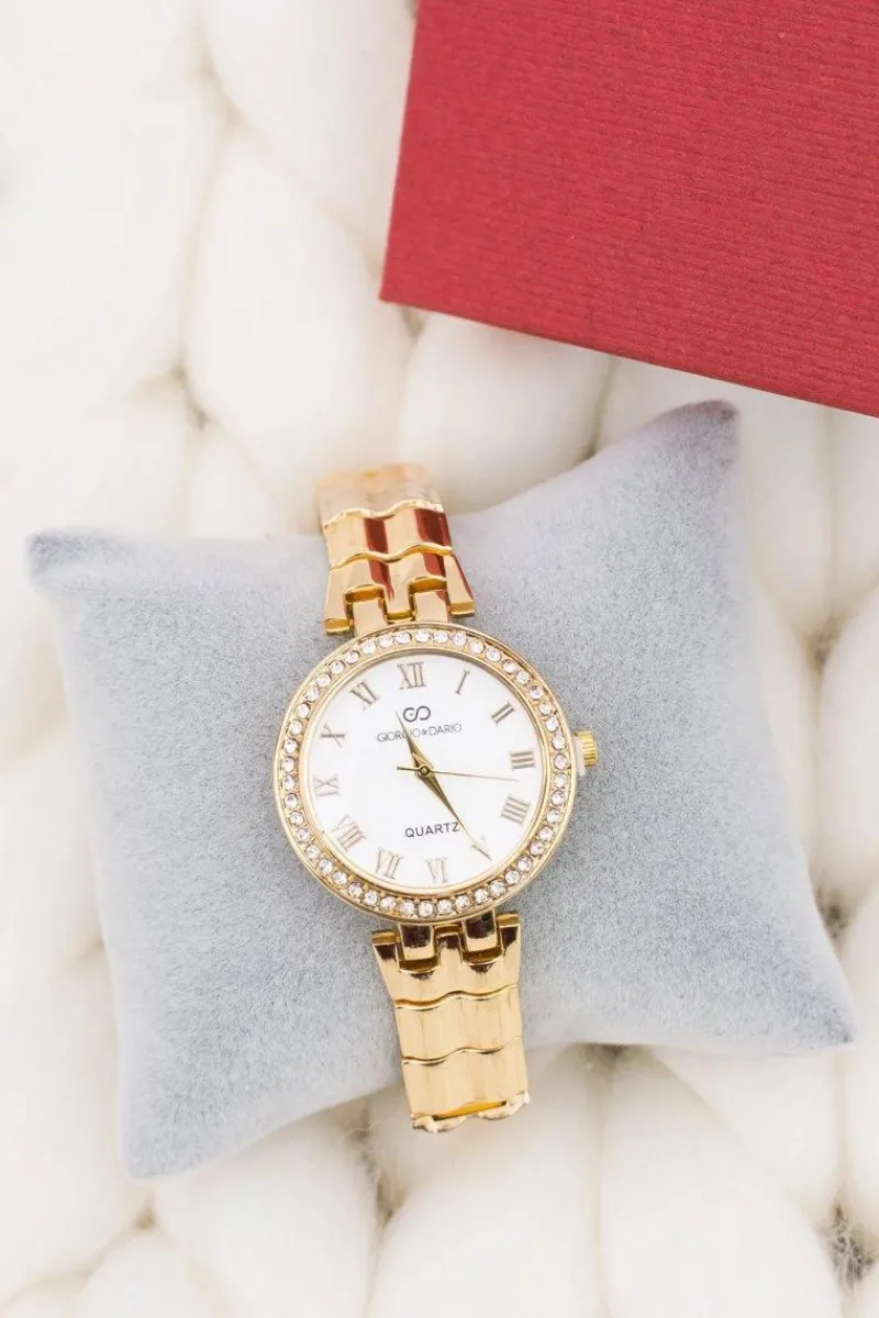 Zegarki>Giorgio&Dario Zegarek Damski Złoty z Bransoletą Kryształy