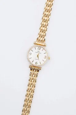 Zegarek Damski Złoty z Bransoletą Kryształki Zegarki