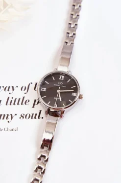 Zegarki>Giorgio&Dario Zegarek Na Bransolecie Giorgio & Dario Z Czarną Tarczą Srebrny