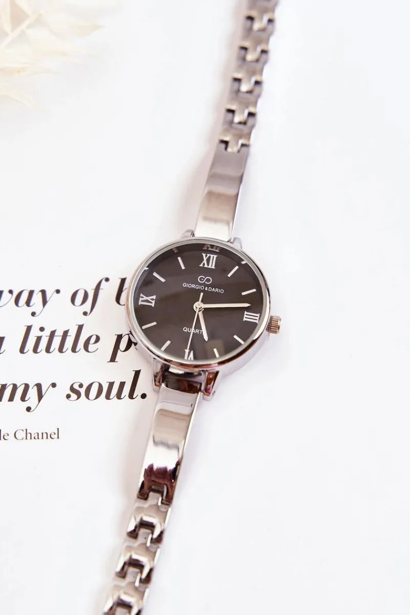 Zegarki>Giorgio&Dario Zegarek Na Bransolecie Giorgio & Dario Z Czarną Tarczą Srebrny