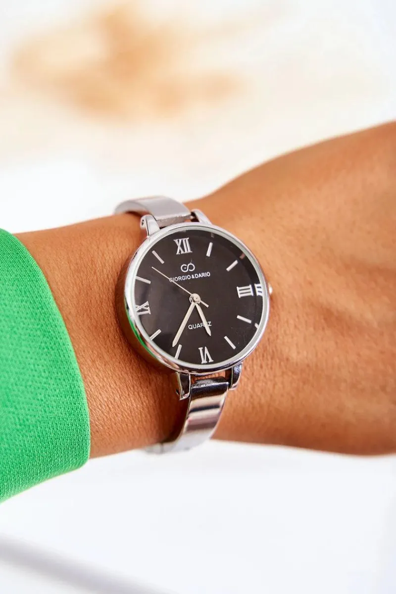 Zegarki>Giorgio&Dario Zegarek Na Bransolecie Giorgio & Dario Z Czarną Tarczą Srebrny