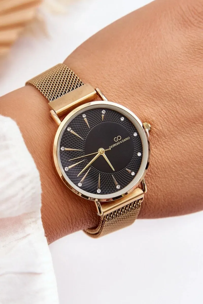 New Giorgio&Dario Zegarek Na Bransolecie Mesh Złoto-Czarny