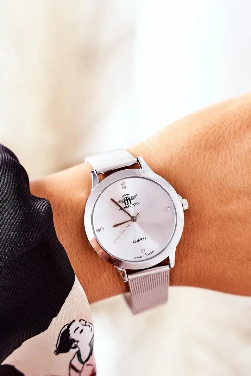 Zegarki>Michael John Zegarek Na Bransolecie Mesh Srebrny