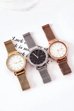 Clearance Zegarek Na Bransolecie Mesh Różowe Złoto Zegarki