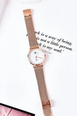 Zegarki>Michael John Zegarek Na Bransolecie Mesh Różowe Złoto