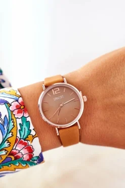 Clearance Ernest Zegarek Na Skórzanym Pasku Bez Niklu Camel