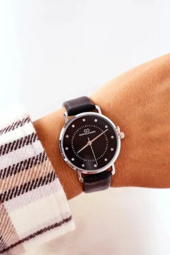 Giorgio&Dario Zegarek Na Skórzanym Pasku Czarny